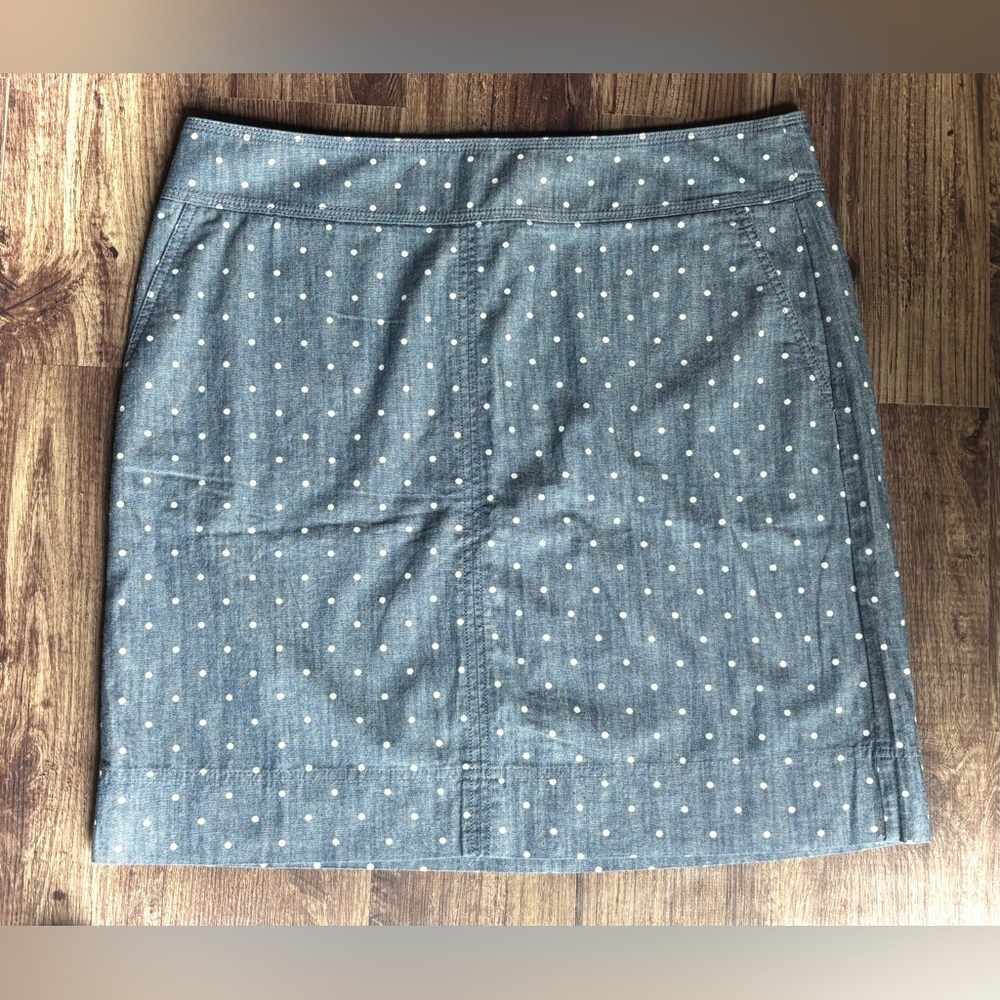 Talbots Polka Dot Denim Chambray Pencil Skirt NWOT